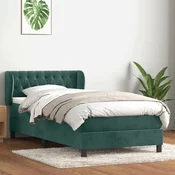 vidaXL vidaXL Box spring postelja z vzmetnico temno zelena 80x220 cm žamet, (22011574)