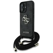 Guess GUESS etui za iPhone 16 Plus GUHCP16MP4GMGCRK (CBDY PU 4G Big Logo z vrvico) črno
