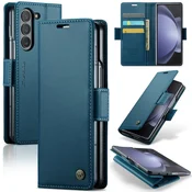 CaseMe Ovitek Flip za Samsung Galaxy Z Fold6 5G, denarnica Litchi, moder