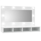 Vidaxl Omarica z ogledalom in LED lučkami bela 90x31,5x62 cm