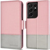 shumee SAMSUNG GALAXY S21 ULTRA ROZA SIVA TKANINA OVITEK NA PREKLOP SM-G998