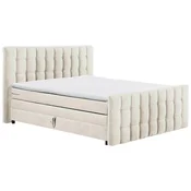 MID.YOU POSTELJA BOXSPRING 180 cm  x 200 cm , tekstil, leseni material krem barve