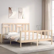 shumee vidaXL Posteljni okvir z vzglavjem 160x200 cm masiven les