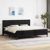 vidaXL Posteljni okvir z vzmetnico z vzglavjem Črna 180 x 200 cm Žamet