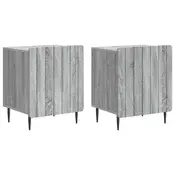 vidaXL Nočna omarica 2 pcs Siva Sonoma 43 x 34,5 x 52 cm
