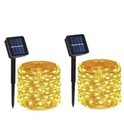 KJB Solarna svetlobna veriga 12 m, 100 LED, topla bela svetloba, 2 kosa