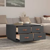 Vidaxl Klubska mizica siva 80x80x45 cm trdna borovina