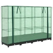 Vidaxl Dvignjena greda s pokrovom za rastlinjak videz ratana 160x40x123 cm