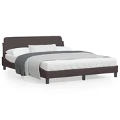 shumee vidaXL Posteljni okvir brez vzmetnice temno rjav 160x200 cm blago