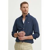 Pamucna košulja Gant za muškarce, boja: tamno plava, slim, s button-down ovratnikom