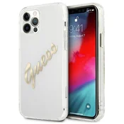 Guess Etui Guess Vintage Script Gold za iPhone 12/iPhone 12 Pro - prozorno