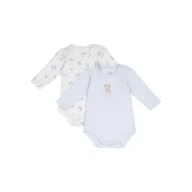 Chicco Pajac/bodi temno bež/opal/svetlo modra/bela
