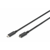 USB Type-C extension kabel, Type C M/F, 1.5m, 3A, 480MB, Version 2.0, bl