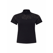 Womens turtleneck T-shirt Flock with lace black
