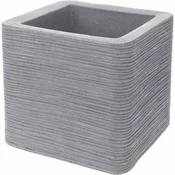 ProGarden Cvetlični lonec Progarden rebrasti kvadratni sivi 38 x 38 x 33 cm