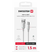 SWISSTEN PODATKOVNI KABEL TEXTILE II USB/USB-C 1,5 M BELA