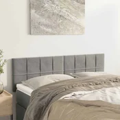 vidaXL Posteljno vzglavje svetlo siva 144x5x78/88 cm žamet