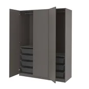 PAX/FORSAND Garderobna omara, temno siva/temno siva, 150x60x201 cm