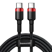 Polnilni in podatkovni 100W USB-C v USB-C kabel Baseus Cafule (CATKLF-AL91) - 480Mbps - 2m - red black