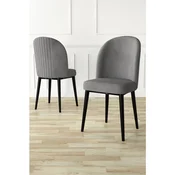 Hanah Home set trpezarijskih stolica Aste 2 kom, siva tkanina Babyface, crne metalne noge