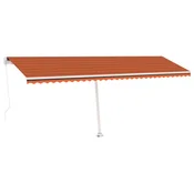 Vidaxl Ročno zložljiva tenda z LED lučkami 600x300 cm oranžna in rjava