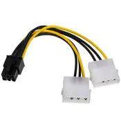 Akyga ADAPTER z kablom Molex (m)/PCI-E 6pin (ž) 15cm AK-CA-13