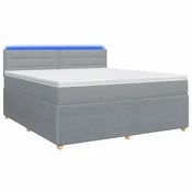 vidaXL Postelja boxspring z vzmetnico Svetlo siva 140 x 200 cm Blago