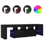 Vidaxl TV omarica z LED lučkami črn hrast 140x36,5x40 cm inženirski les