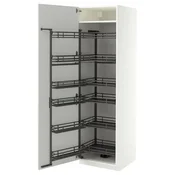 METOD Visoki element s izvlacnim košarama, bijela/Aspudden svijetlo siva, 60x60x200 cm
