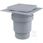 slomart Odtočna rešetka 150x150/110 mm vertikalni odtok, siva rešetka, dve stopnji izolacije, mokri sifon