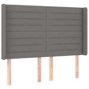 Vidaxl Vzglavje z ušesi temno sivo 147x16x118/128 cm blago