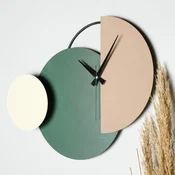 Wallity Mateen - Brown Green Brown Cream Decorative Wall Clock - OŠTECENO