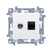 Antenska vtičnica tip F + RJ45 kat. 5e (modul), bela Simon10