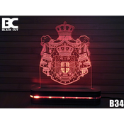 Black Cut 3D Lampa Grb Srbije RGB