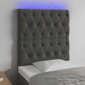 Vidaxl vidaXL Vzglavje z LED svetlobo temno sivo 80x7x118/128 cm žametno