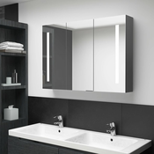 LED kupaonski ormaric s ogledalom 89 x 14 x 62 cm sivi