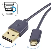 renkforce USB 2.0 A/Micro-B priključni kabel Renkforce 1 m z obojestranskim robom