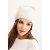Kesi Womens winter cap with wool and stud embellishment K480 beige