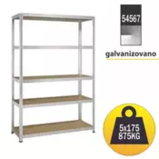 Polica metal-medijapan 180x120x40cm, 5x175kg, galvanizovana