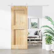 vidaXL Drsna vrata Naravna in bela 80 x 210 cm Masiven borov les