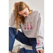 Bianco Lucci Womens Three Thread Raised Heart Printed Sweatshirt