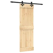 Vidaxl Drsna vrata Naravna in črna 70 x 210 cm Masiven borov les