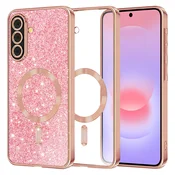 TPU gel ovitek Techsuit Luxury Glitter MagSafe za Samsung Galaxy A37 - rose gold