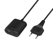 shumee LogiLink 12W USB stenski polnilnik 1x USB-A + 1x USB-C kabel 1,5 m hitro polnjenje črne barve