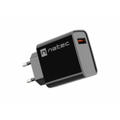 NATEC RIBERA USB Tip-A kucni punjac, QC3.0, 3A, 18W, Crni (NUC-2058)