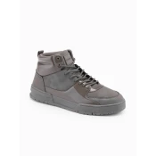 Ombre Mens high boots sneakers with shiny elements - brown
