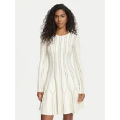 Elisabetta Franchi Pletena obleka AM-39Q-67E2-V590 Kremna Fitted Fit