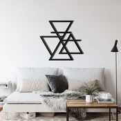 WallXpert metalni zidni ukras 5188, geometrijski preklopljeni trouglovi, simboli cetiri elementa, 60 x 56 cm, crni