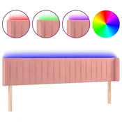 Vidaxl LED posteljno vzglavje roza 183x16x78/88 cm žamet