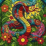 Rayher. Slikanje po številkah, Stained glass window Tropical cobra